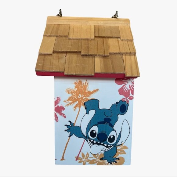 Disney Lilo & Stitch Blue Orange Wooden Birdhouse - Viral Tiktok - 9-1/4" Tall - Picture 11 of 14